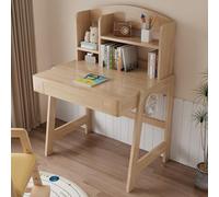 staronce Mesa infantil ajustable de madera maciza con cajón y espacio de almacenamiento, ganchos laterales para auriculares, bolsa - natural, a partir de 6 años