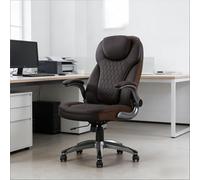 staronce Silla ejecutiva con respaldo alto, 150 kg, con función basculante, reposabrazos plegables y revestimiento de malla, color marrón