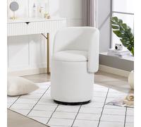 staronce Sillón giratorio y tapizado con espacio de almacenamiento, giratorio 360°, silla de comedor y tocador, suave acolchado, multifuncional, para dormitorio y comedor, color blanco