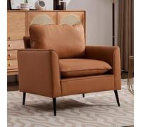 staronce Sillón tapizado de piel sintética con cojín lumbar, sillón nórdico retro ergonómico, para salón, dormitorio y balcón, color marrón