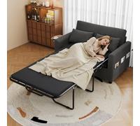 staronce Sofá cama extensible de 2 plazas con USB-C y USB-A, mesa lateral plegable de pana, incluye colchón, 2 sábanas y 2 almohadas, color gris, 134 x 82 x 84 cm, para salón y apartamentos