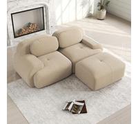 staronce Sofá esquinero modular de pana sin marco, sin marco, con reposabrazos curvados y reposapiés, ergonómico, antideslizante, sin montaje, color beige