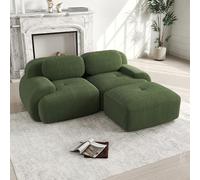 staronce Sofá esquinero modular sin marco y sin montaje, sofá de pana con reposabrazos curvados y acolchado 32D, para 2 personas, sofá ergonómico para salón y dormitorio, color verde