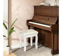 staronce Taburete para piano, de terciopelo, color blanco