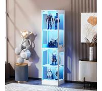 staronce Vitrina de cristal de pie con iluminación LED, con sensor y puertas de cristal, protección contra el polvo, para salón, 40 x 35 x 165 cm, color blanco