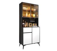 staronce Vitrina de cristal LED, color dorado, negro y blanco