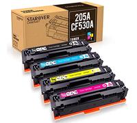 STAROVER Reemplazo de Cartucho de Tóner Compatible para HP 205A CF530A CF531A CF532A CF533A para HP Color Laserjet Pro M181FW M181 M180 180N M154A M154NW M154 (1 Negro, 1 Cian, 1 Magenta, 1 Amarillo)