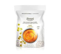 STARPIL CERA ELÁSTICA BAJA FUSIÓN EN PERLAS GLITTER WAX GOLD 1000 gr. Cera de textura elástica en perlas que incorpora la purpurina en su composición. Colores y efecto visual maravillosos.