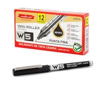 Starplast 12 Bolígrafos W5 Tinta Líquida - Pigmento profesional, larga duración, punta fina 0.5mm para escribir - Negro