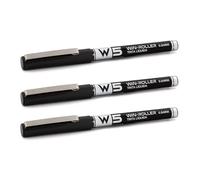 Starplast 3 Bolígrafos W5 Tinta Líquida - Pigmento profesional, larga duración, punta fina 0.5mm para escribir - NEGRO