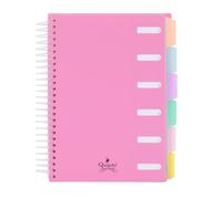 Starplast Bloc Libreta A5 Con Separadores - Cuadriculado 5x5mm, Espiral transparente, tapa plástico, 120 hojas, 4 colores - Rosa Chicle