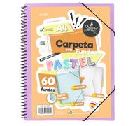 Starplast Carpeta Con Fundas Espiral Flexible - 60 fundas transparentes, A4, cierre elástico, tapa polipropileno, portada personalizable, para uso Escolar y Oficina - color Lila