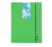 Starplast Carpeta Con Fundas Espiral Flexible - Organizadores, 20 fundas, Fundas Transparentes Lisas, A4, Tapa Plástico Resistente, Uso Escolar, Personal o de Oficina - Color Verde.