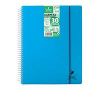 Starplast Carpeta Con Fundas Espiral Flexible - Organizadores, 30 fundas, Fundas Transparentes Lisas, A4, Tapa Plástico Resistente, Uso Escolar, Personal o de Oficina - Color Azul.