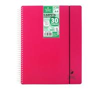 Starplast Carpeta Con Fundas Espiral Flexible - Organizadores, 30 fundas, Fundas Transparentes Lisas, A4, Tapa Plástico Resistente, Uso Escolar, Personal o de Oficina - Color Magenta.