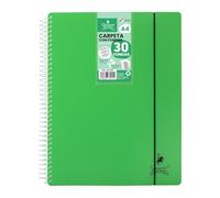 Starplast Carpeta Con Fundas Espiral Flexible - Organizadores, 30 fundas, Fundas Transparentes Lisas, A4, Tapa Plástico Resistente, Uso Escolar, Personal o de Oficina - Color Verde.