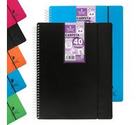 Starplast Carpeta Con Fundas Espiral Flexible - Organizadores, 40 fundas, Fundas Transparentes Lisas, A4, Tapa Plástico Resistente, Uso Escolar, Personal o de Oficina - Pack 2 Surtido.