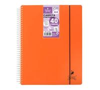 Starplast Carpeta Con Fundas Espiral Flexible - Organizadores, 40 fundas, Fundas Transparentes Lisas, A4, Tapa Plástico Resistente, Uso Escolar, Personal o de Oficina - Color Naranja.