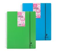 Starplast Carpeta Con Fundas Espiral Flexible - Organizadores, 80 fundas, Fundas Transparentes Lisas, A4, Tapa Plástico Resistente, Uso Escolar, Personal o de Oficina - Pack 2 Surtido