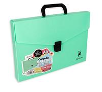 Starplast CARPETA MALETÍN DE PLÁSTICO QUIJOTE PAPER WORLD - Maletín de polipropileno, con asa y con cierre click, colores pastel, portatodo, medidas 32x24x4cm, uso escolar o de oficina - Verde
