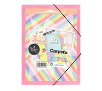 Starplast Carpetas Con Fundas - Carpetas de Plástico, Archivador, Portadocumentos, Cierre Elástico, Tamaño A4, para uso Escolar y de Oficina - 60 Fundas Rosa Pastel