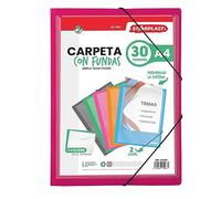 Starplast Carpetas Con Fundas - Carpetas de Plástico, Archivador, Portadocumentos, Cierre Elástico, Tamaño A4, para uso Escolar y de Oficina - 30 Fundas Rosa