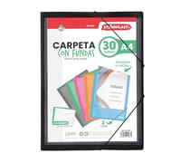 Starplast Carpetas Con Fundas - Carpetas de Plástico, Archivador, Portadocumentos, Cierre Elástico, Tamaño A4, para uso Escolar y de Oficina - 30 Fundas Negro