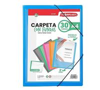 Starplast Carpetas Con Fundas - Carpetas de Plástico, Archivador, Portadocumentos, Cierre Elástico, Tamaño A4, para uso Escolar y de Oficina - 30 Fundas Azul