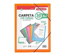 Starplast Carpetas Con Fundas - Carpetas de Plástico, Archivador, Portadocumentos, Cierre Elástico, Tamaño A4, para uso Escolar y de Oficina - 30 Fundas Naranja