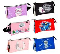 Starplast Estuche 3 Compartimentos con Dos Cremalleras diseños exclusivos, Tela, para niño, niña, Unisex, Escolar, Colegio, Infantil, Novedad, con asa para Llevar - Pack 2 Personalizado