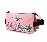 Starplast Estuche 3 Compartimentos con Dos Cremalleras diseños exclusivos, Tela, para niño, niña, Unisex, Escolar, Colegio, Infantil, Novedad, con asa para Llevar - ENANITOS