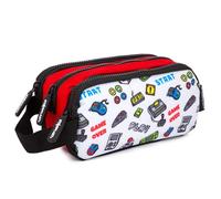 Starplast Estuche 3 Cremalleras - 3 Compartimentos, Amplio, Cierre Cremallera, con Asa, Multiuso, Gran Capacidad, Porta Todo, para Uso Escolar - Modelo Videojuegos