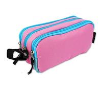 Starplast Estuche Escolar Porta Todo, 3 Cremalleras, 3 Compartimentos, Gran Capacidad, Multiuso, para Uso Escolar, Trabajo, Universidad - Rosa Pastel