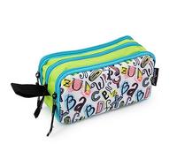 Starplast Estuche Escolar Porta Todo, 3 Cremalleras, 3 Compartimentos, Gran Capacidad, Multiuso, para Uso Escolar, Trabajo, Universidad - Letras