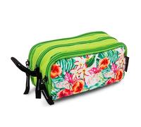 Starplast Estuche Escolar Porta Todo, 3 Cremalleras, 3 Compartimentos, Gran Capacidad, Multiuso, para Uso Escolar, Trabajo, Universidad - Flores