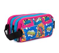 Starplast Estuche Escolar Porta Todo, 3 Cremalleras, 3 Compartimentos, Gran Capacidad, Multiuso, para Uso Escolar, Trabajo, Universidad - Diseños Starplast Donut rosa