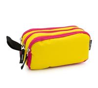 Starplast Estuche Escolar Porta Todo, 3 Cremalleras, 3 Compartimentos, Gran Capacidad, Multiuso, para Uso Escolar, Trabajo, Universidad - Amarillo Pastel