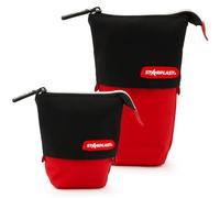 Starplast Estuche Escolar Telescópico 1 Cremallera, diseño Extensible Organiza lápices, bolígrafos o Incluso como Neceser. con diseño Estampado y Liso para niños y niñas - ROJONEGRO