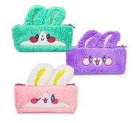 Starplast Estuche Peluche 1 Cremallera diseño Conejo - Tela Extra Resistente, Suave y de Gran Capacidad. Uso Escolar, Universidad, Diario - Pack 3