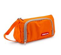 Starplast Estuches 2 Cremalleras, Triangular, Compacto, 19x10x8cm, con asa, Material Resistente, Poliéster, con Bolsillos, 3 Colores, para Estudiantes, Uso Escolar - Naranja