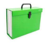 Starplast Maletín clasificador acordeón, colores básicos, fuelle, A-Z, 1-31, 35,5x25,5x9,5 cm, documentos, asa, cierre clip, cartón forrado - VERDE
