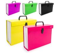 Starplast Maletín clasificador acordeón, colores básicos, fuelle, A-Z, 1-31, 35,5x25,5x9,5 cm, documentos, asa, cierre clip, cartón forrado - PACK 2 SURTIDO
