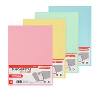 Starplast Pack 16, 24, 100 Subcarpetas colores pastel 160 gr, Tamaño A4, 32x23,5 cm, packs monocolor y surtido, archivos, escuela, hogar, oficina, adulto, instituto, cartón, azul, rosa, amarillo,