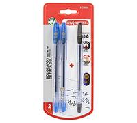 Starplast PACK 3 BOLÍGRAFOS GEL Tinta gel, punta 0.5mm, precisión, colores 2 azul y 1 negro, con tapón, pack ahorro, para uso escolar o de oficina.