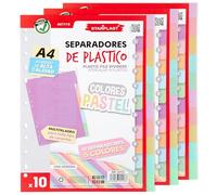 Starplast Pack 30 Separadores Pastel - Para Carpeta o Archivador 2-4 Anillas, Organizadores, Polipropileno, Índice, Multitaladro, Clasificador, uso Escolar o de Oficina.
