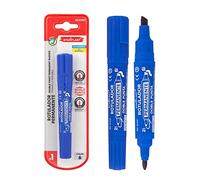 Starplast Rotulador permanente doble punta Punta bisel 1-5mm y media 2mm, multisuperficie, no borrable, tinta azul