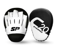 Starpro C20 Manoplas Boxeo curvadas de Cuero sintético - Almohadillas de Entrenamiento de Boxeo Muay Thai MMA Kick Boxing Artes Marciales - Negro y Blanco