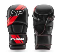 Starpro Guantes MMA de Cuero PU para Sparring y Agarre en el Entrenamiento de Combate Muay Thai Artes Marciales MMA Kickboxing Fitness - Hombres y Mujeres - Negro
