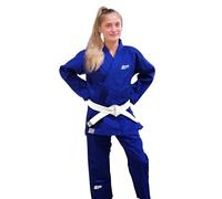 Starpro Premium Cotton Judo Kimono - Professional Judogi for Training and Competition - Free White Belt - Men Women Kids - 110-200 cm - White and Blue