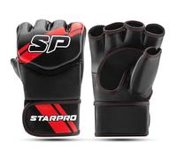 Starpro Star Guantes MMA - Cuero PU - Blanco y Negro - para Sparring y Agarre en el Entrenamiento de Combate Muay Thai Artes Marciales MMA Kickboxing Fitness y Ejercicio - Hombres y Mujeres